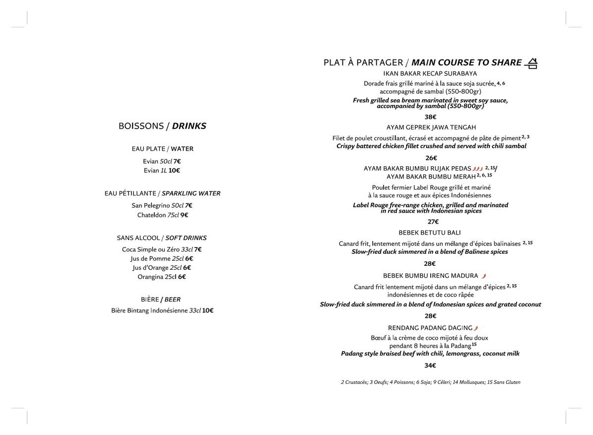 Le Nusa Bistronomie indonesienne menu 2