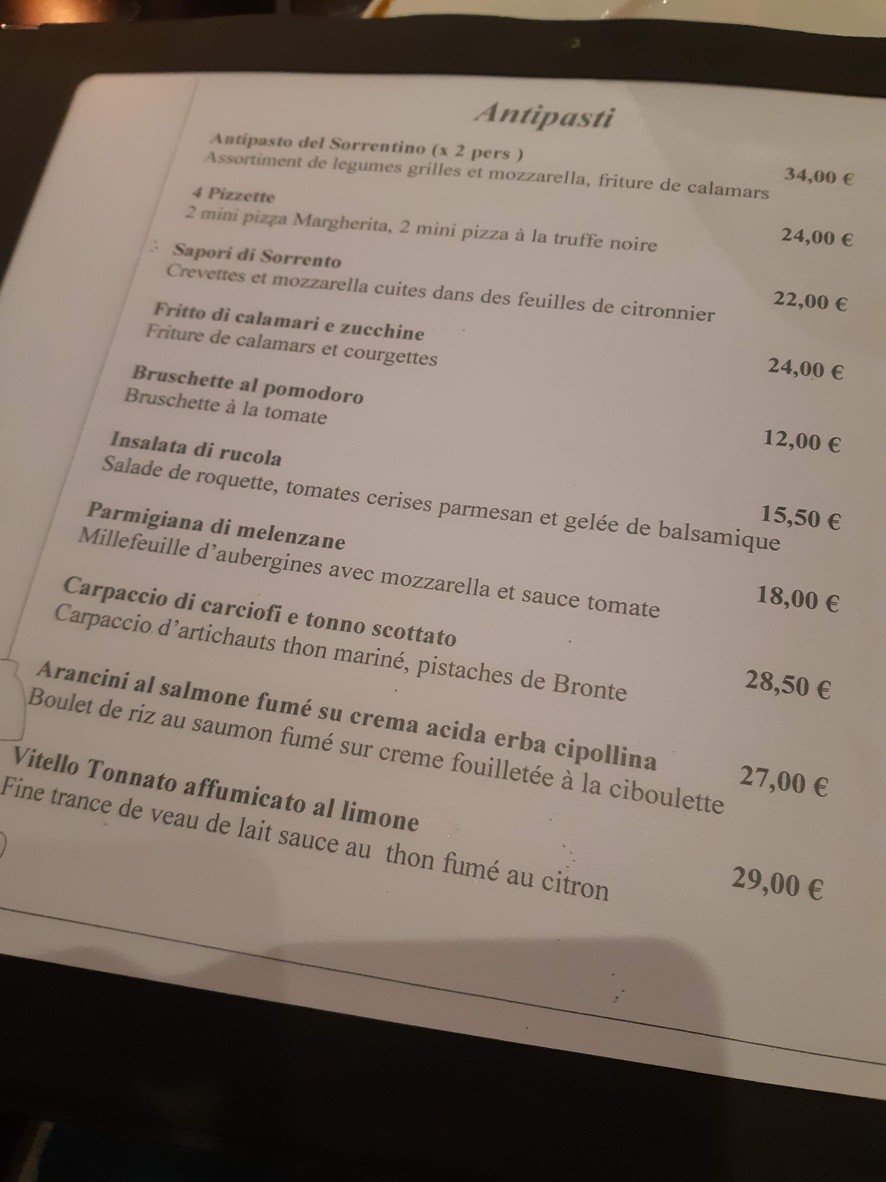 Il Sorrentino menu 1
