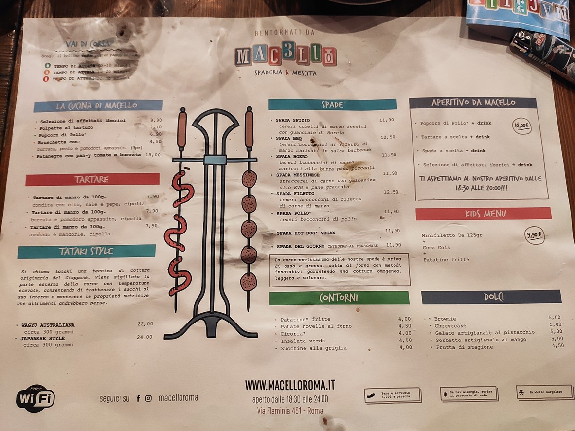 Macello, spaderia e mescita menu 2