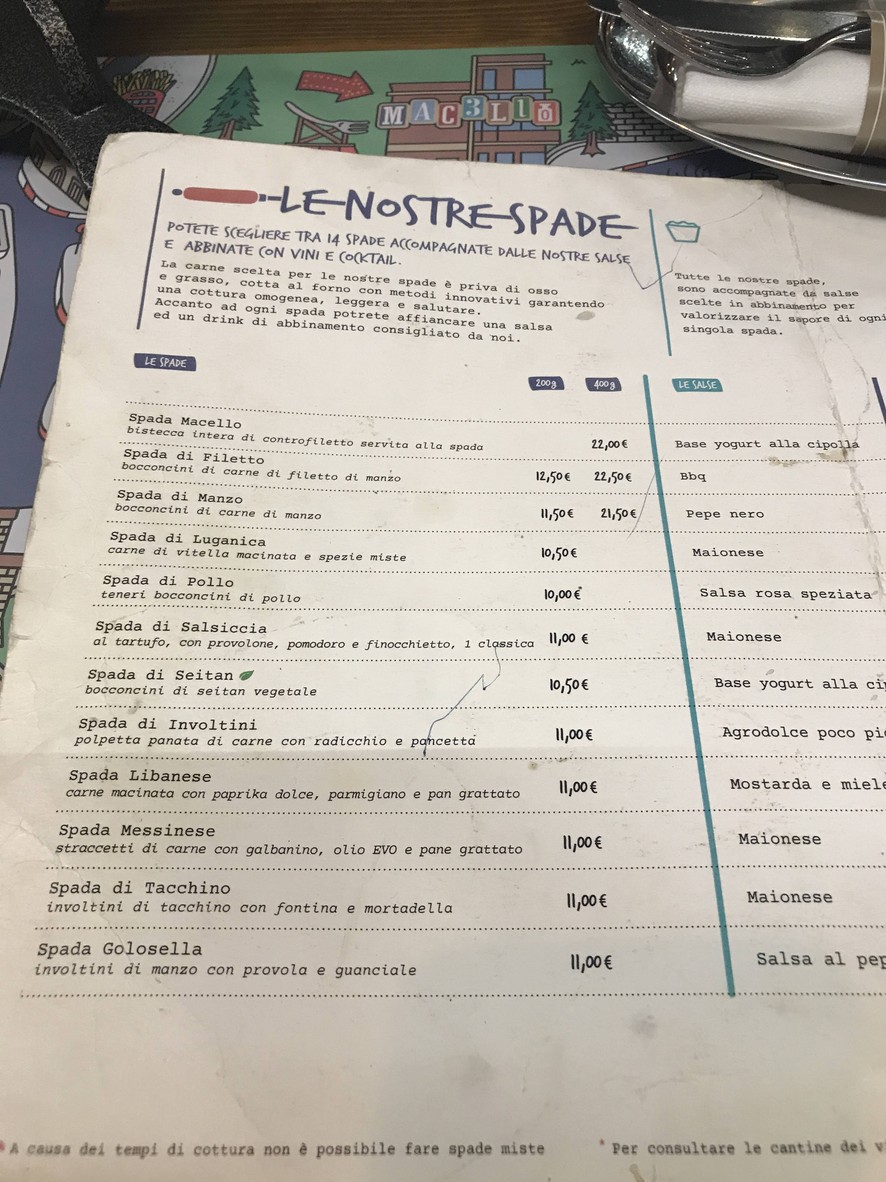 Macello, spaderia e mescita menu 3