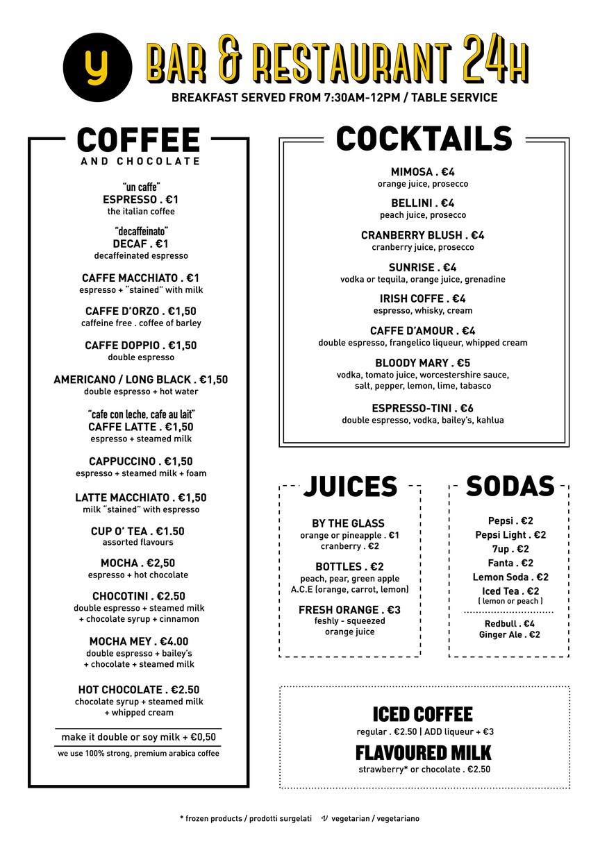 Yellow Bar menu 2