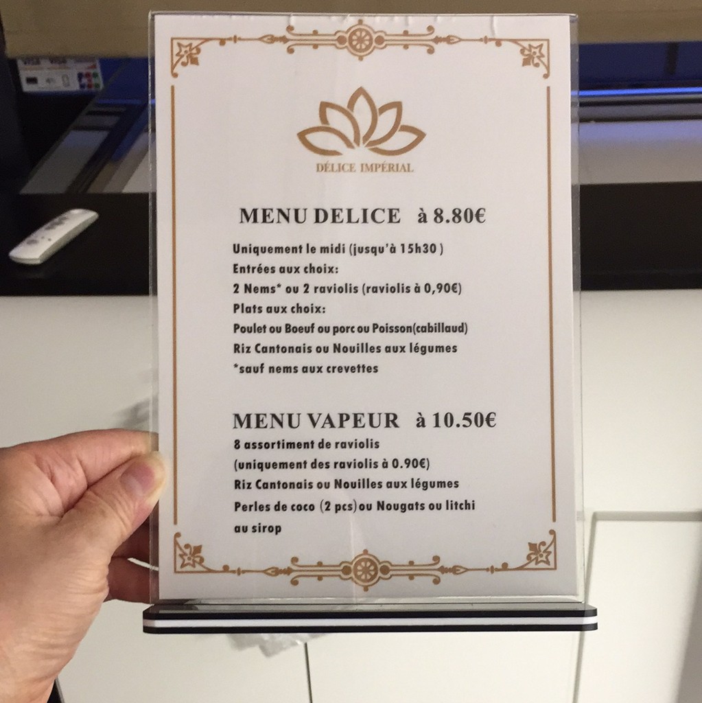 Délice Impérial menu 1