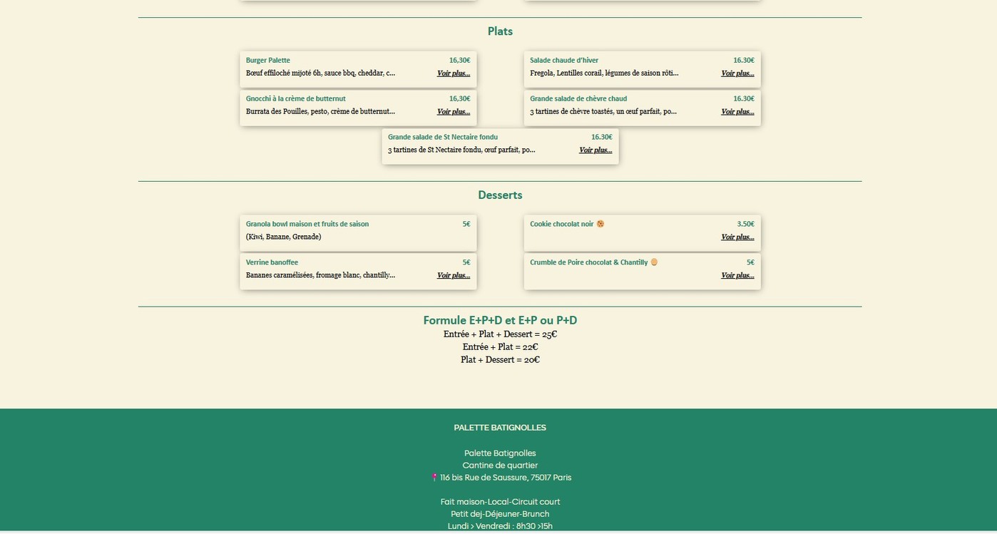 Palette Batignolles menu 2