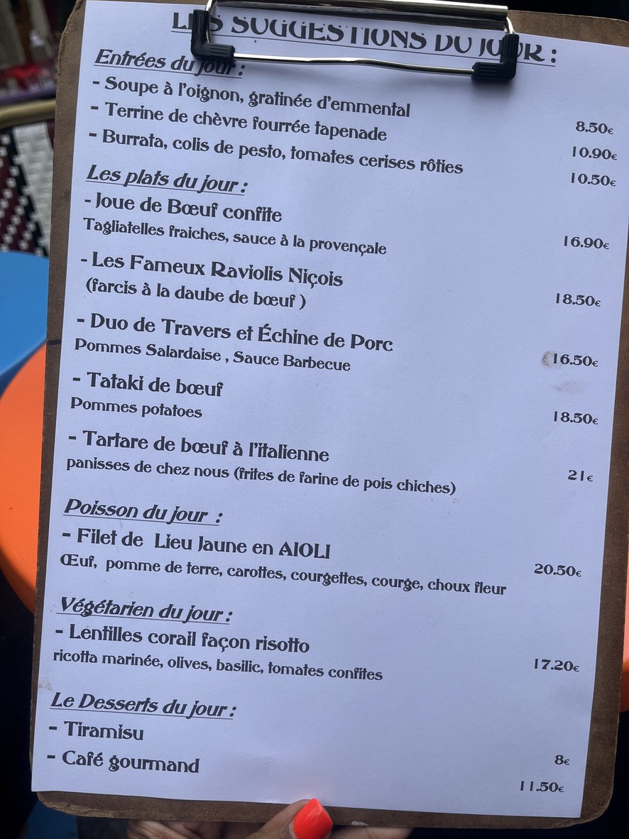 L'Été en Pente Douce menu 2