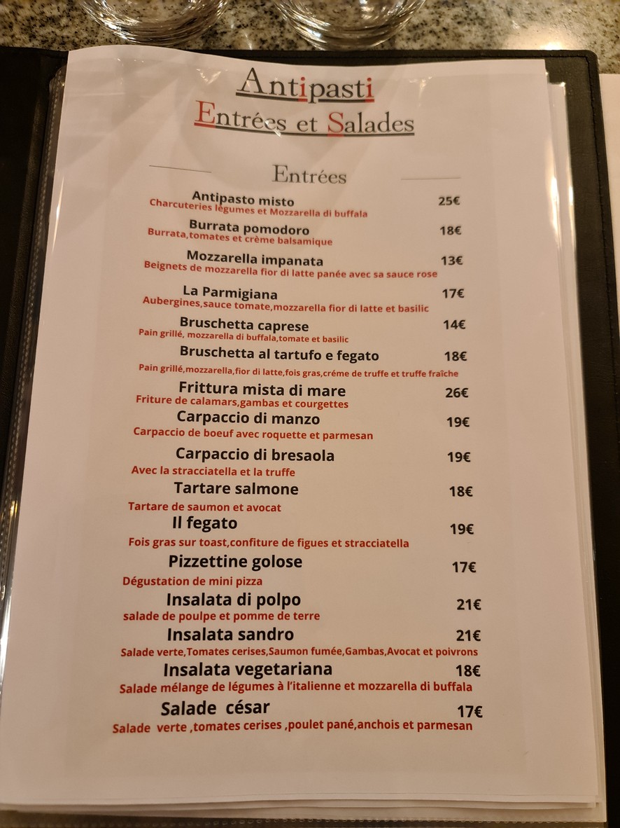 LA TRATTORIA D'AUTEUIL menu 1