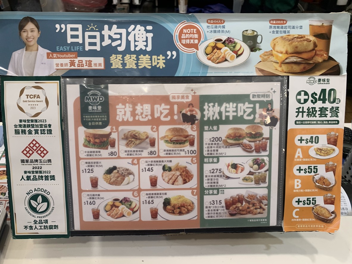 Mài Wèi Dēng cafe&brunch Běi shì Yángguāng diàn menu 2