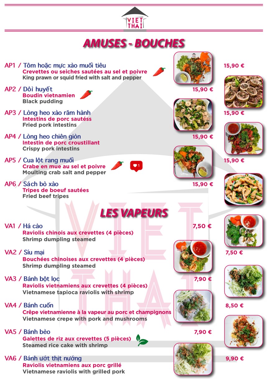 Viet Thai menu 1