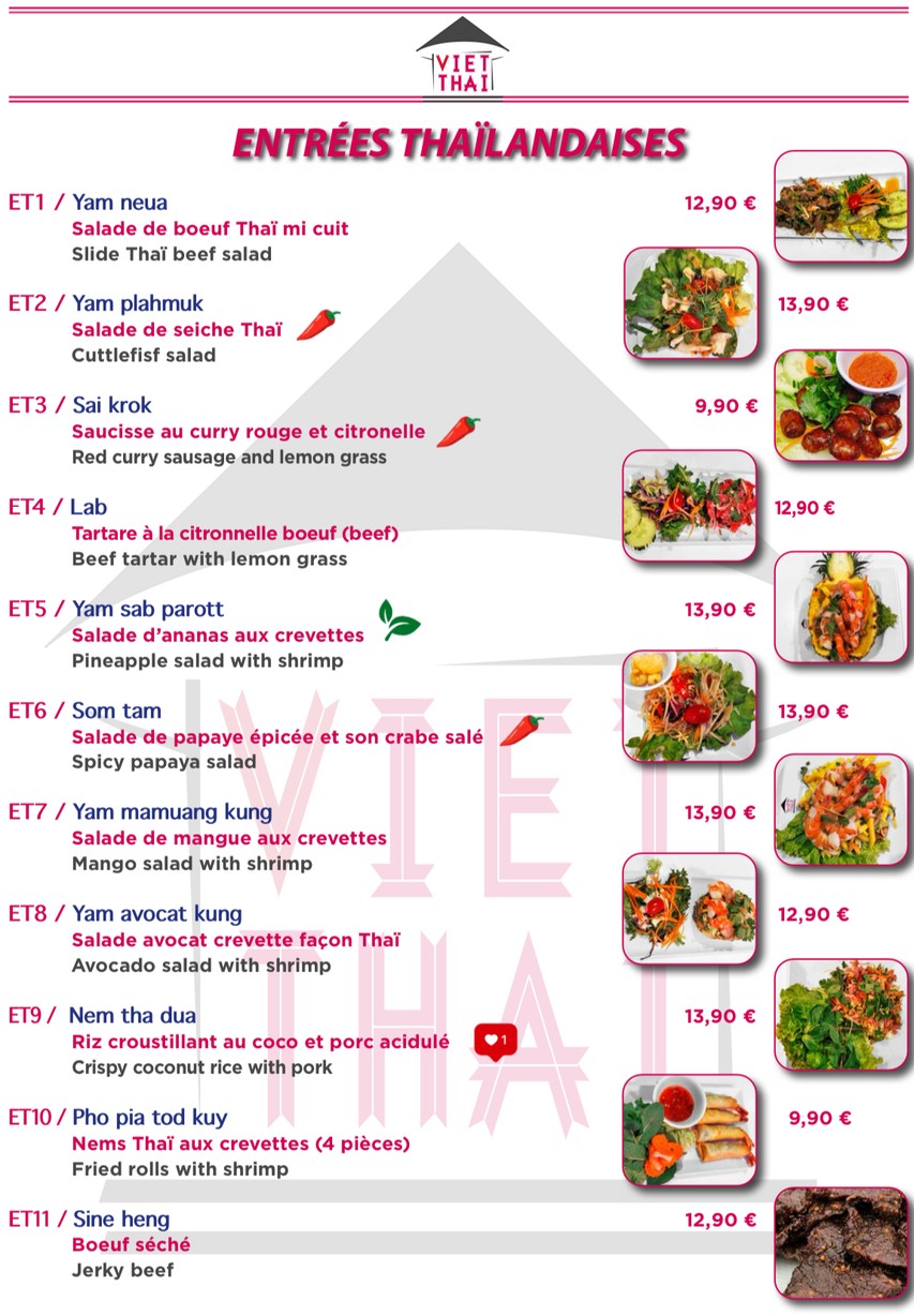 Viet Thai menu 3