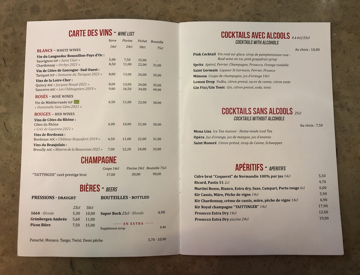 A Jean Nicot menu 3