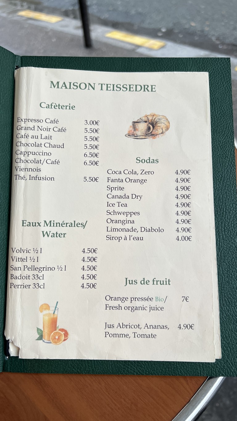 Maison Teissedre menu 1
