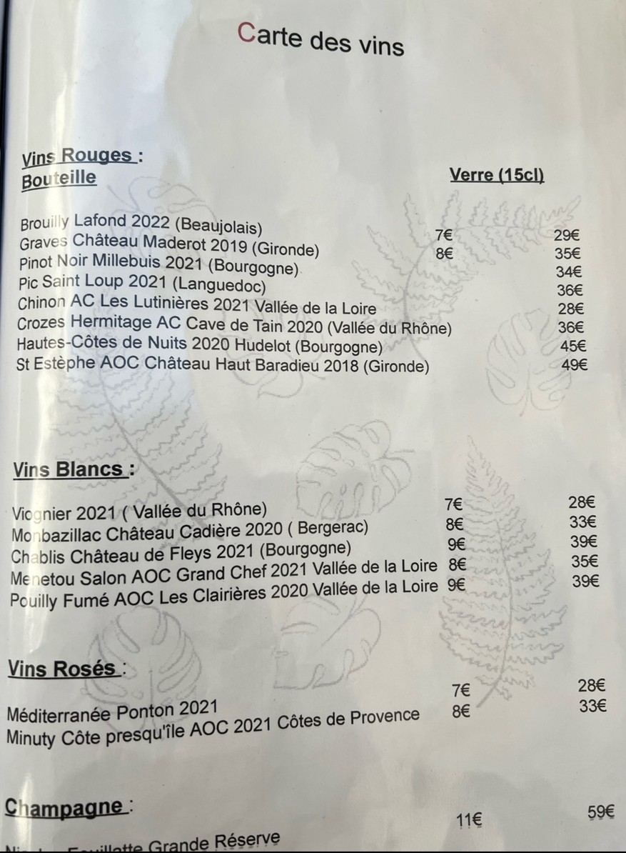 Le Bossu menu 3