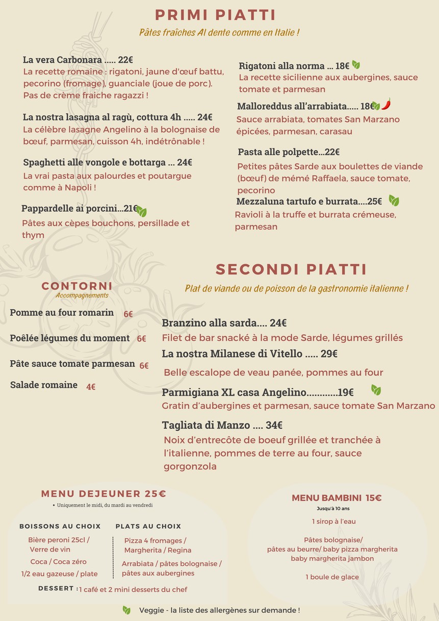 ANGELINO RISTORANTE- Levallois Perret menu 3