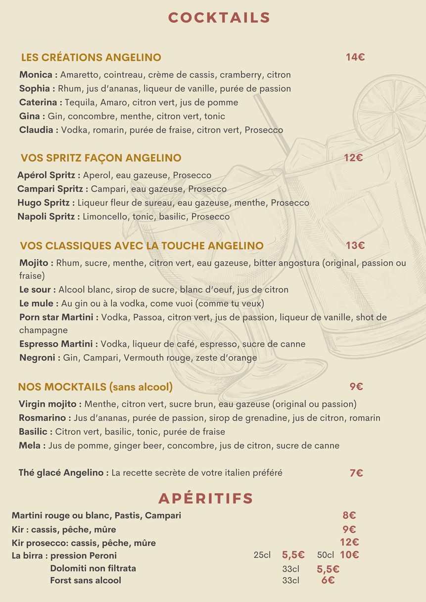 ANGELINO RISTORANTE- Levallois Perret menu 5