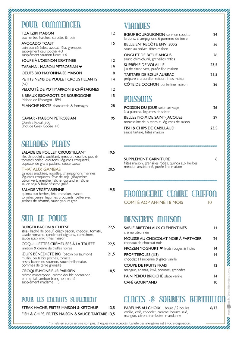 Les Parisiennes menu 2