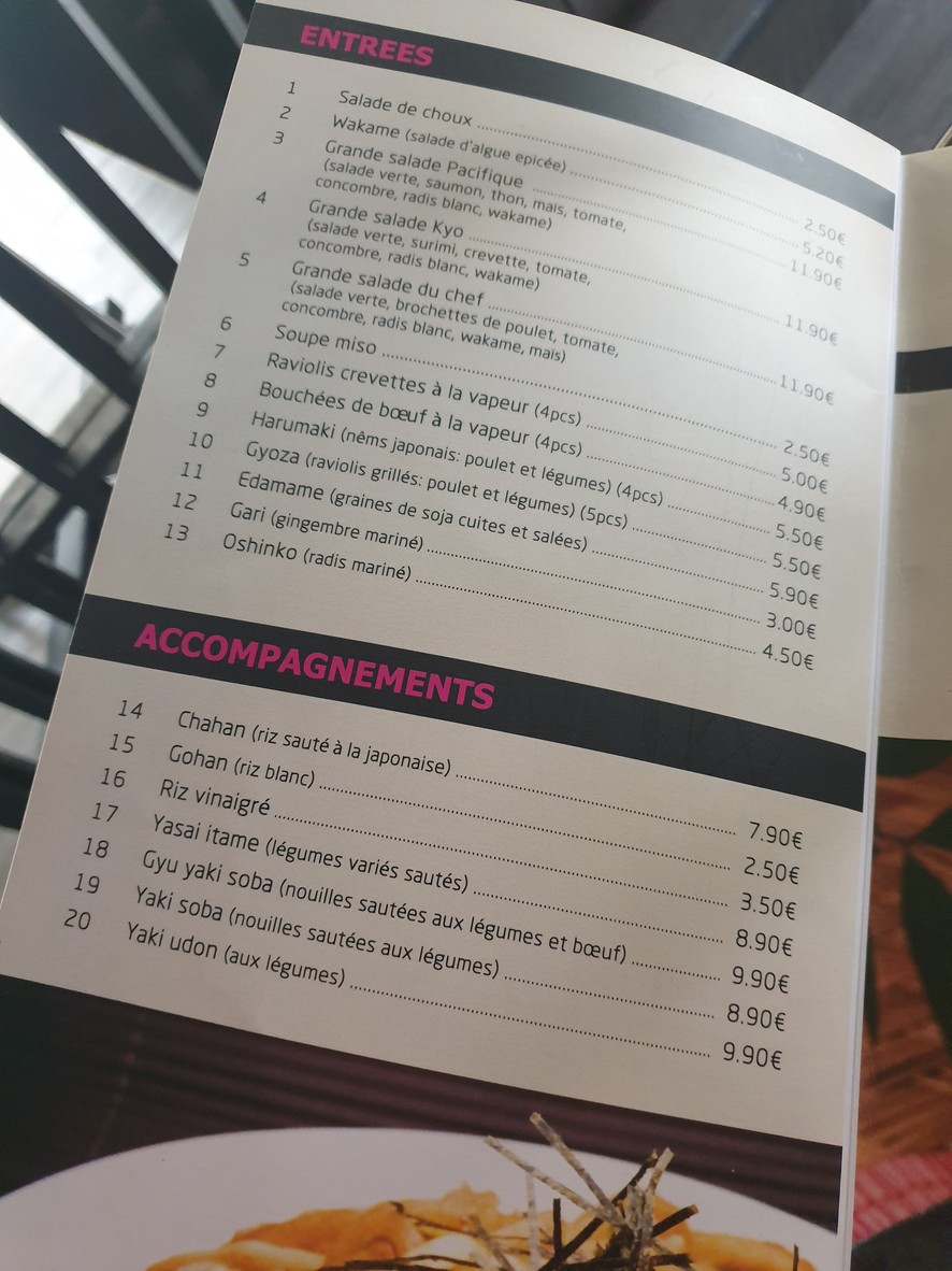 Sushi Kyo menu 1