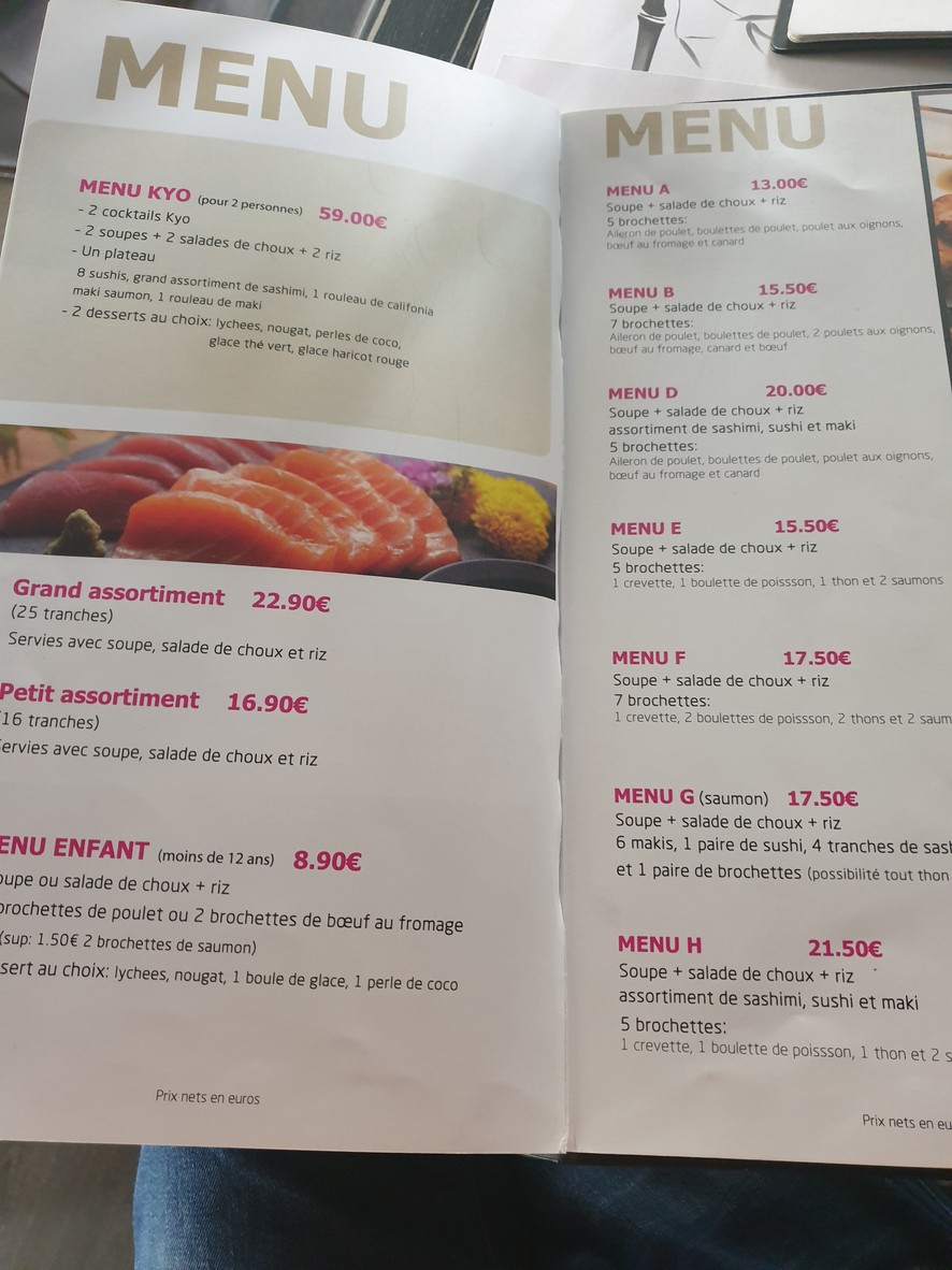 Sushi Kyo menu 2