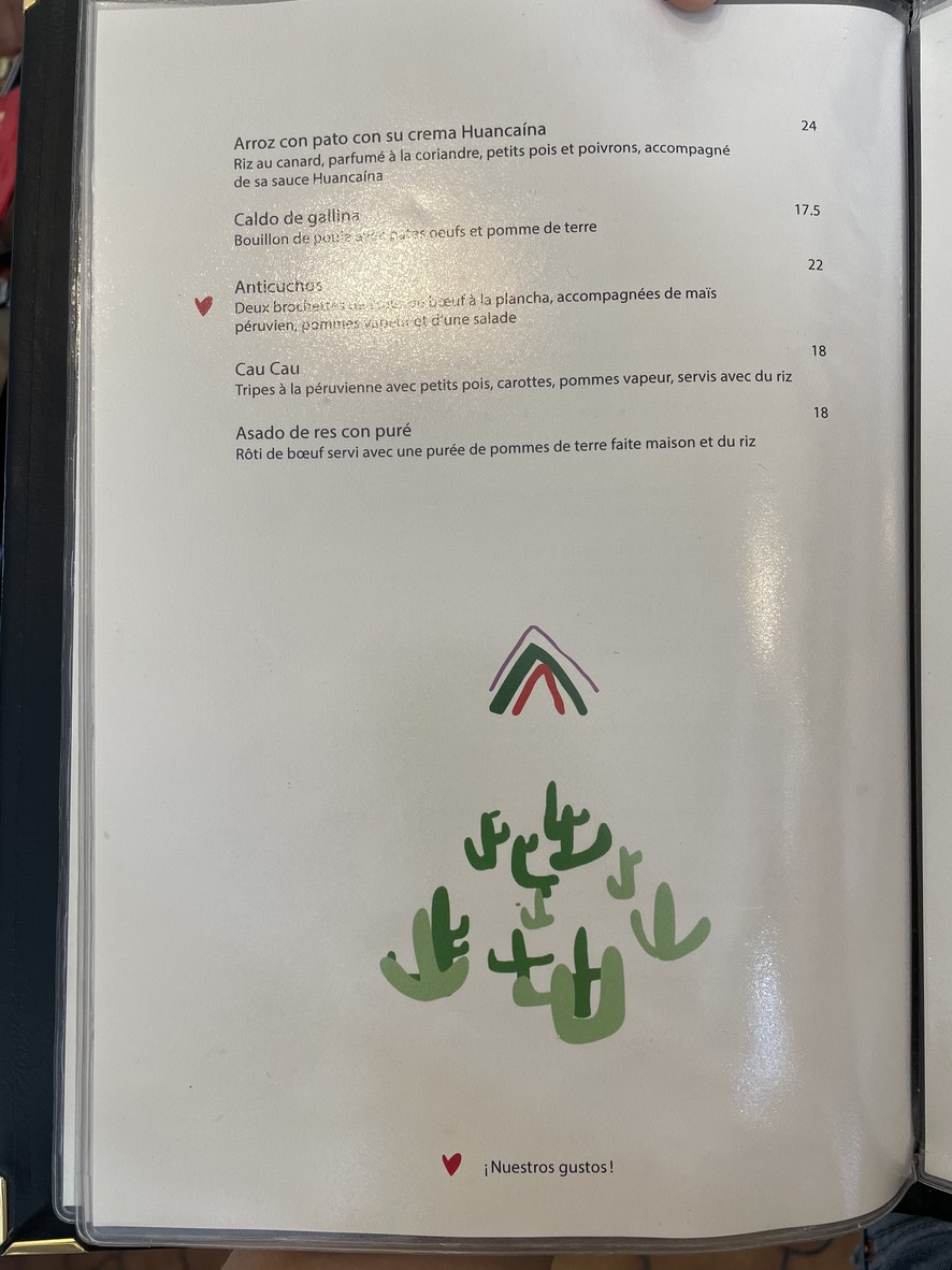 Restaurant Mi Perú Paris 12 menu 3