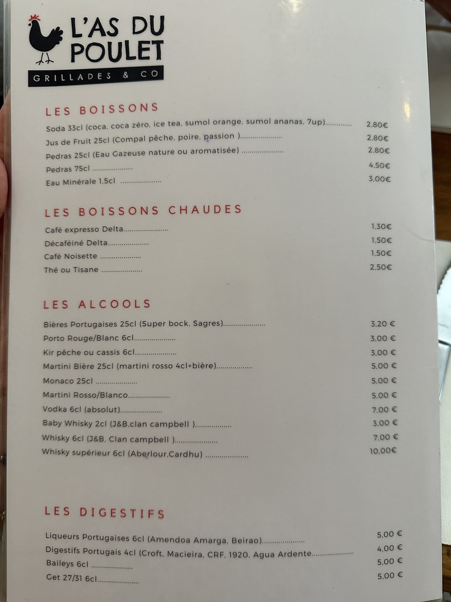 El As del Pollo menu 3