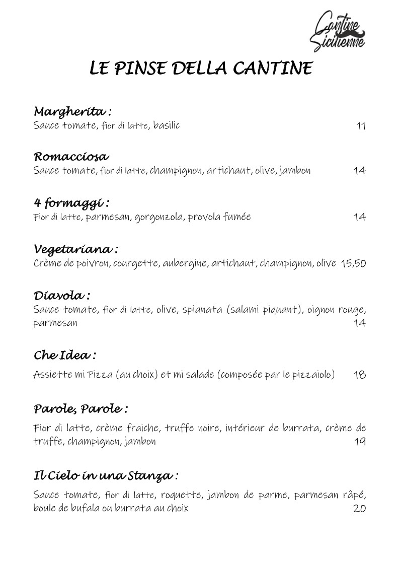 Cantine Sicilienne menu 3