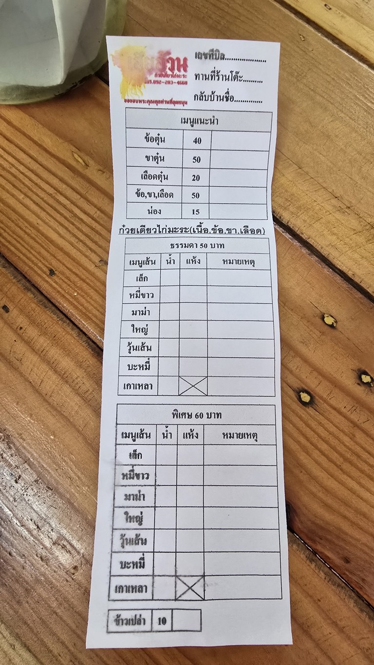 Guay Tiao Gai Ma Ra Hia Uan Cha Ba Bang Kruay-Sai Noi 16 menu 1
