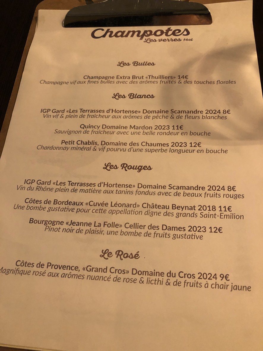 Champotes restaurant Porte de Champerret Paris 17 menu 3