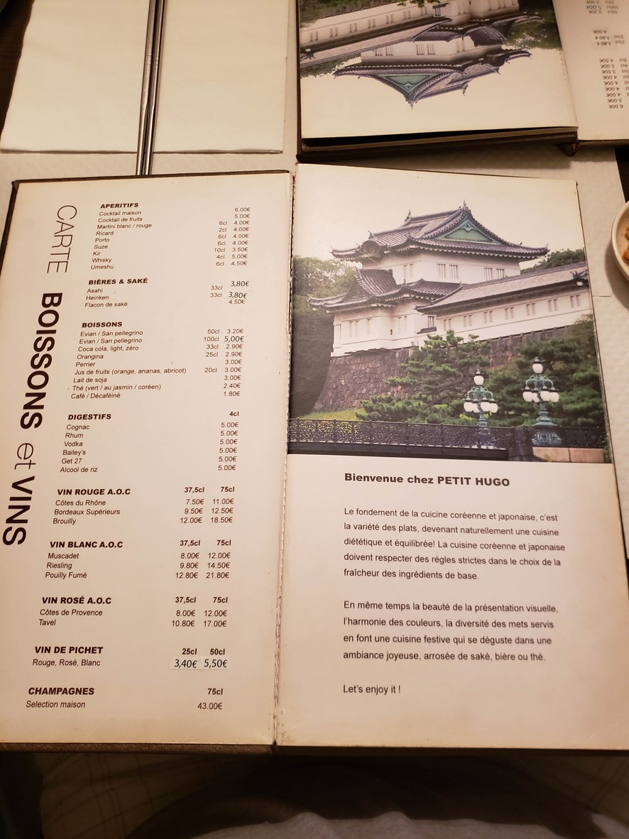 Chez Petit Hugo menu 1