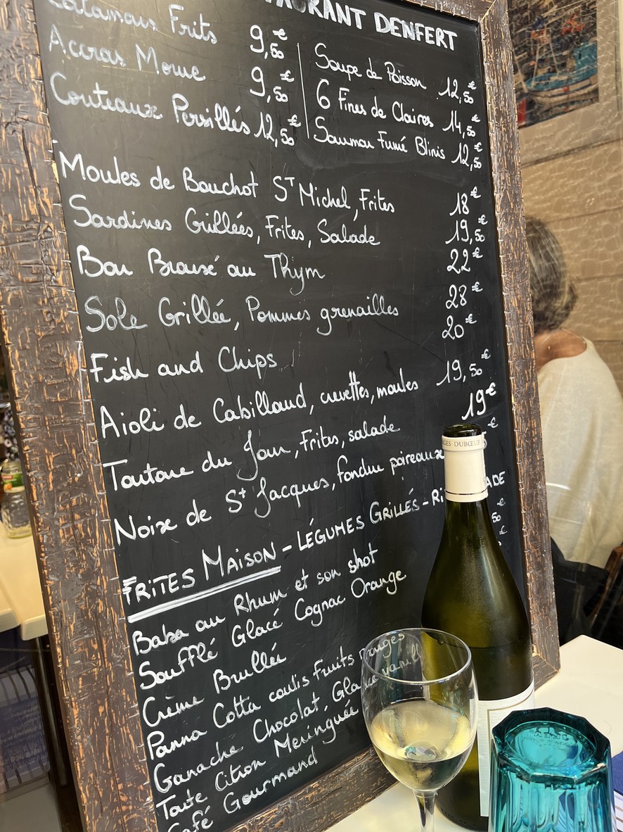Denfert Marée menu 2