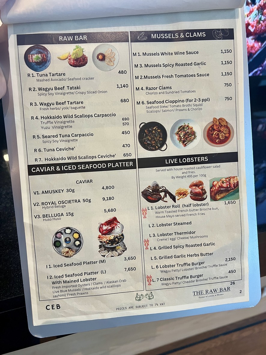 The Raw bar - Central Embassy (at The Open House 6th Flr) menu 2
