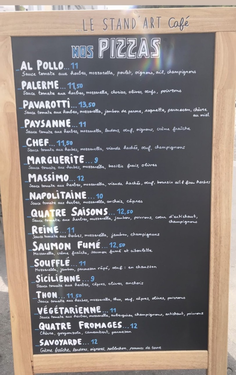 Stand'art café menu 2