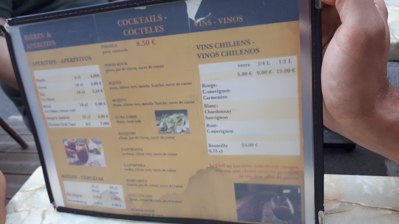 Le Cap Horn Bar Chilien menu 2