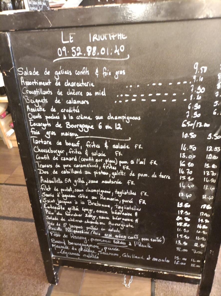 Le Triomphe menu 1