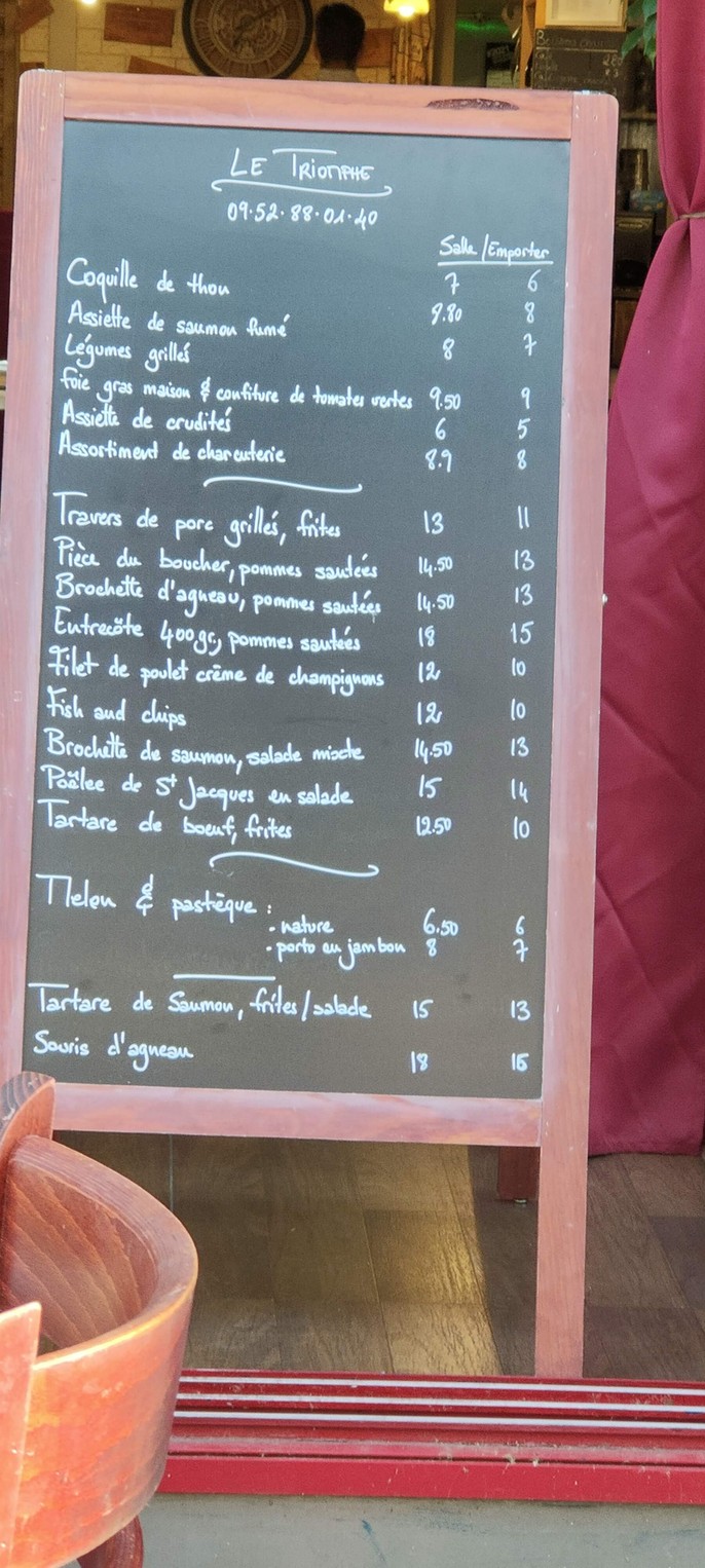 Le Triomphe menu 2