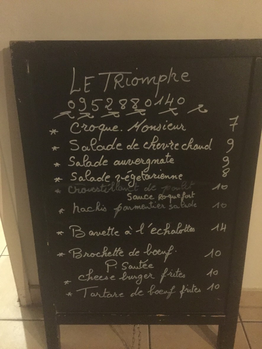 Le Triomphe menu 3