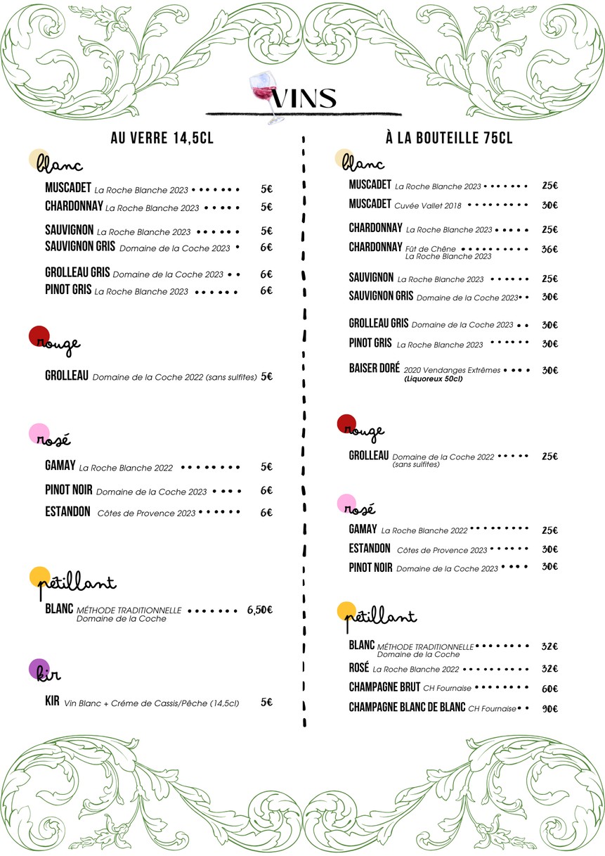La Route de l'Huître menu 3