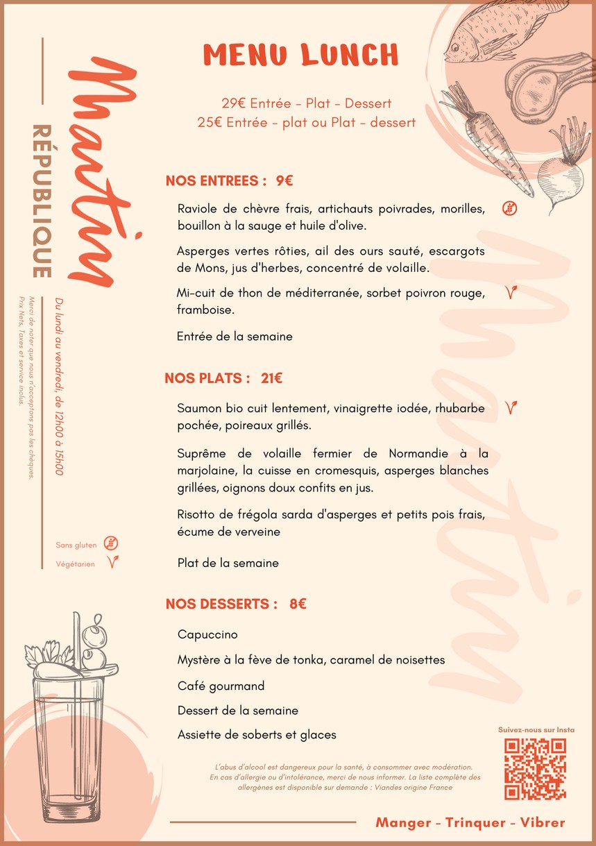 Restaurant Martin Paris menu 2