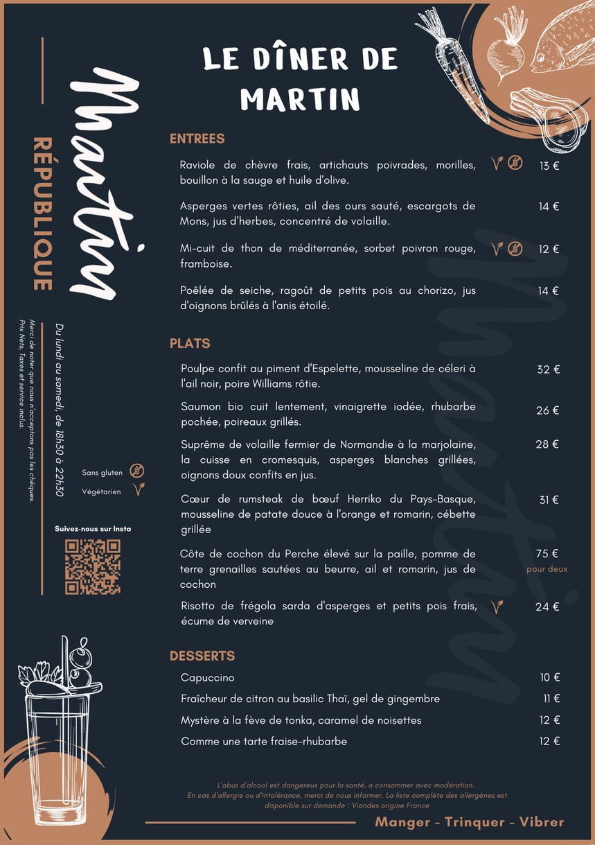 Restaurant Martin Paris menu 3