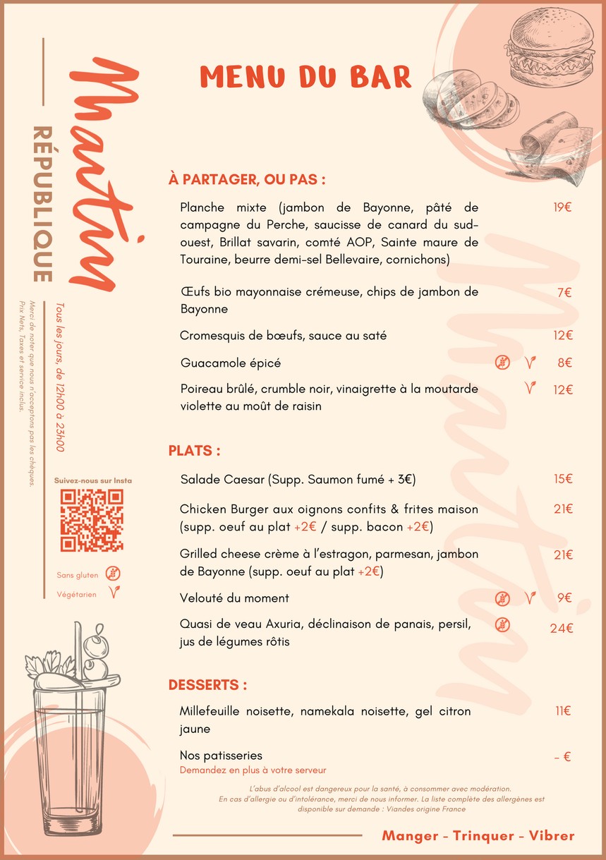 Restaurant Martin Paris menu 4