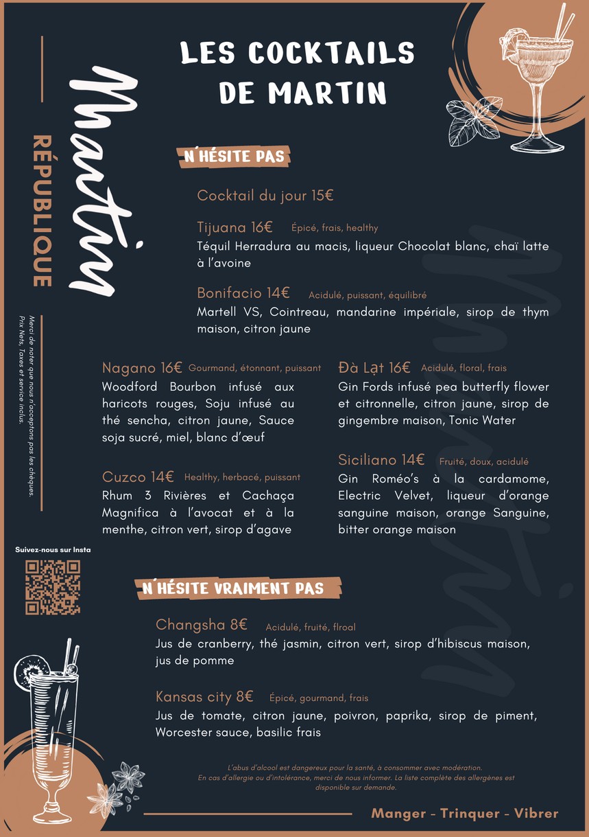 Restaurant Martin Paris menu 5