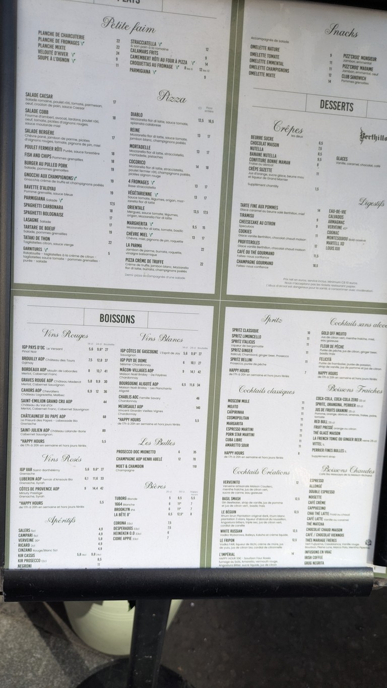 Le Second Empire menu 1