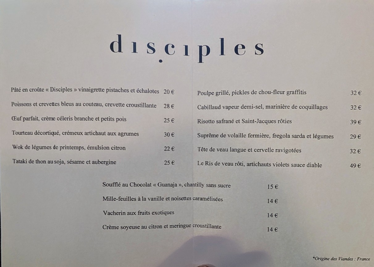 disciples menu 1