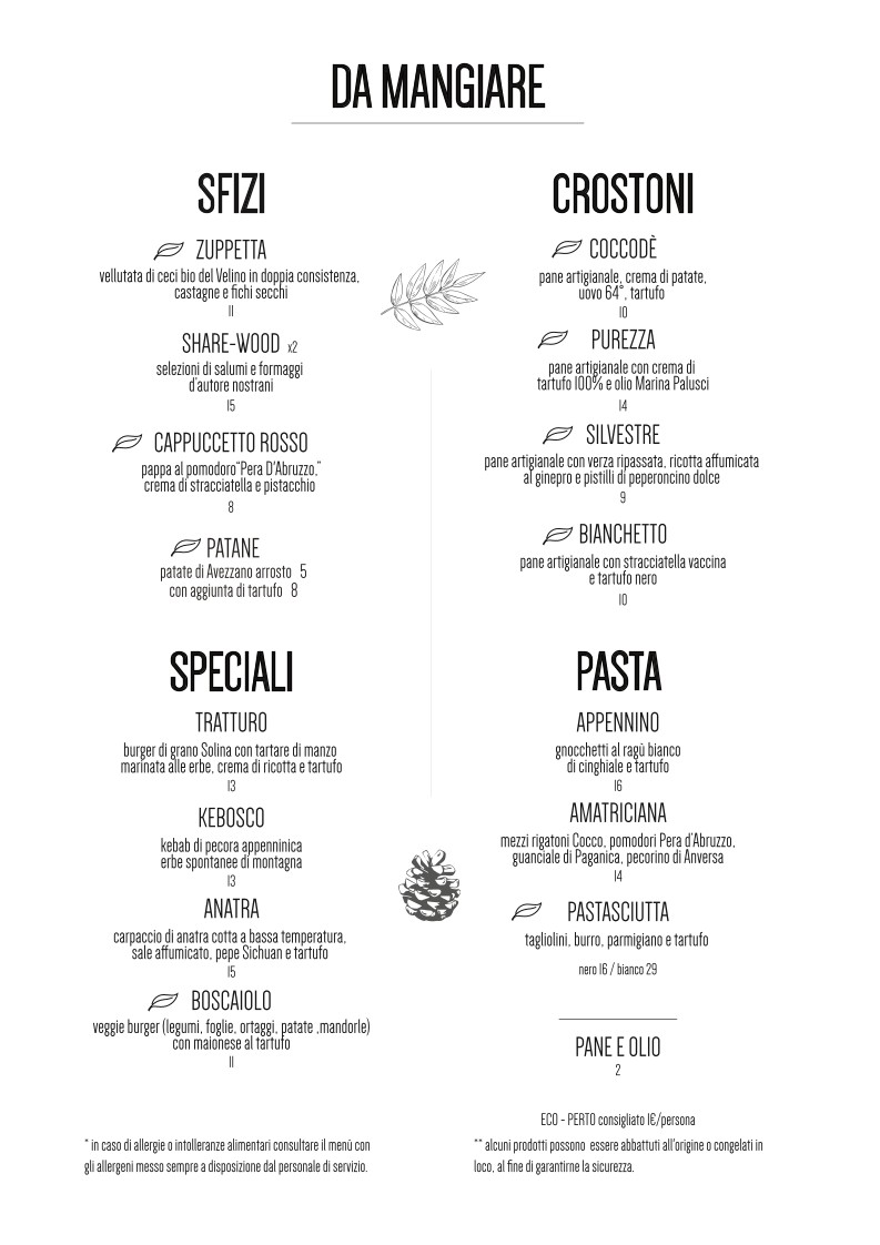 BOSCO® - officine del TARTUFO menu 1