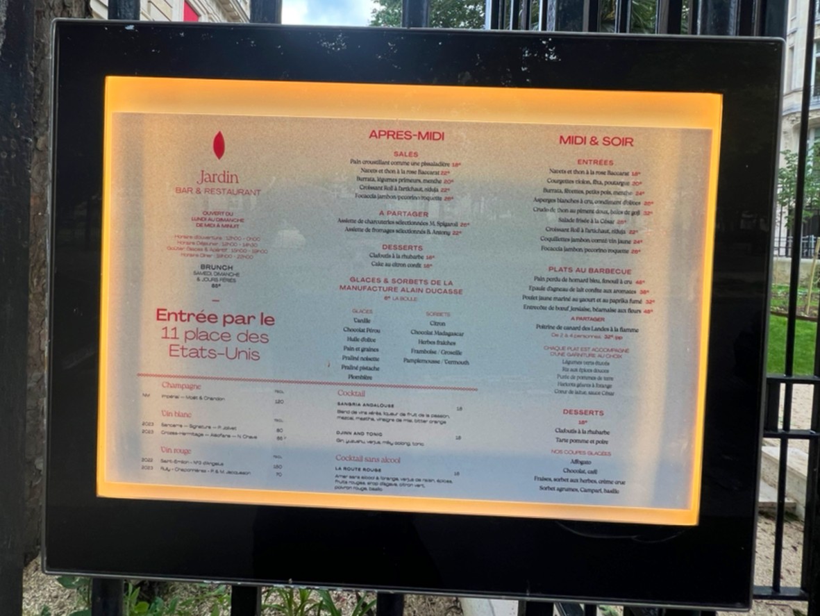 Le Jardin - Ducasse Baccarat menu 1