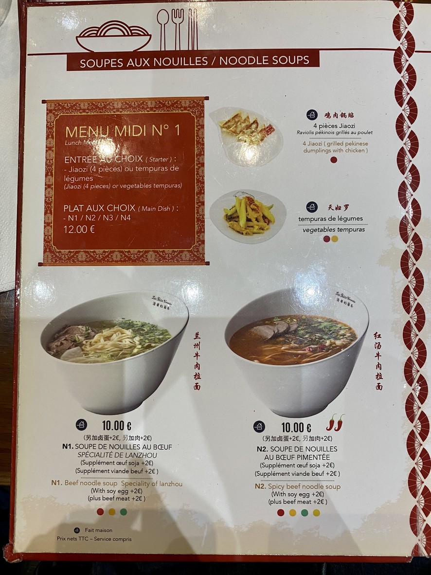 Les Pâtes Vivantes menu 2
