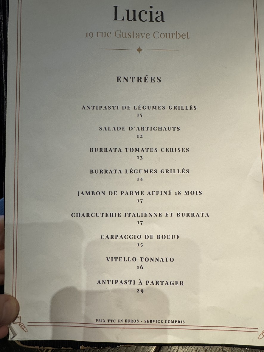 Lucia Pasta & Pizza menu 1