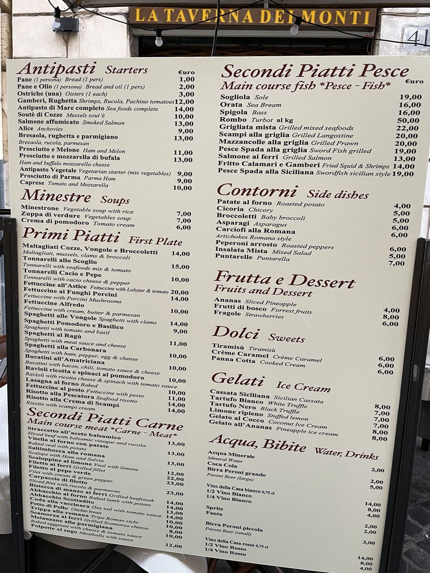 La Taverna Dei Monti menu 1