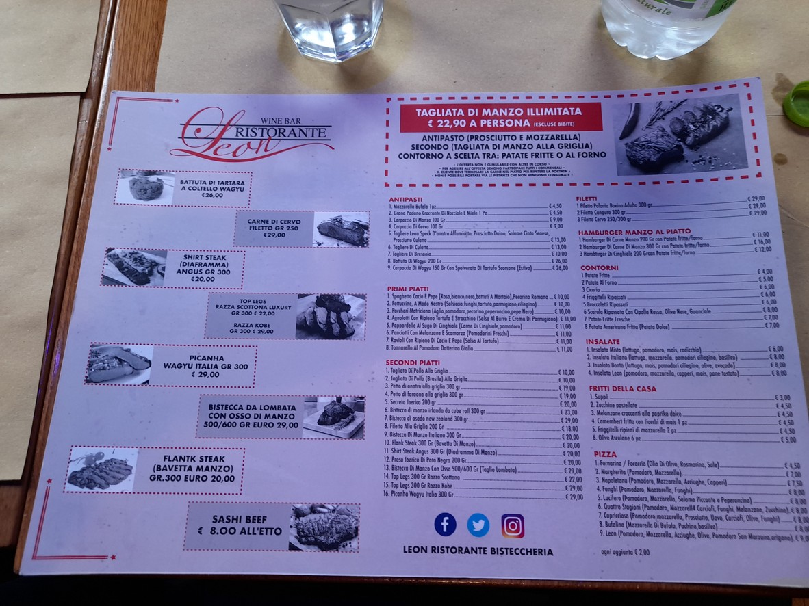 Leon ristorante menu 2