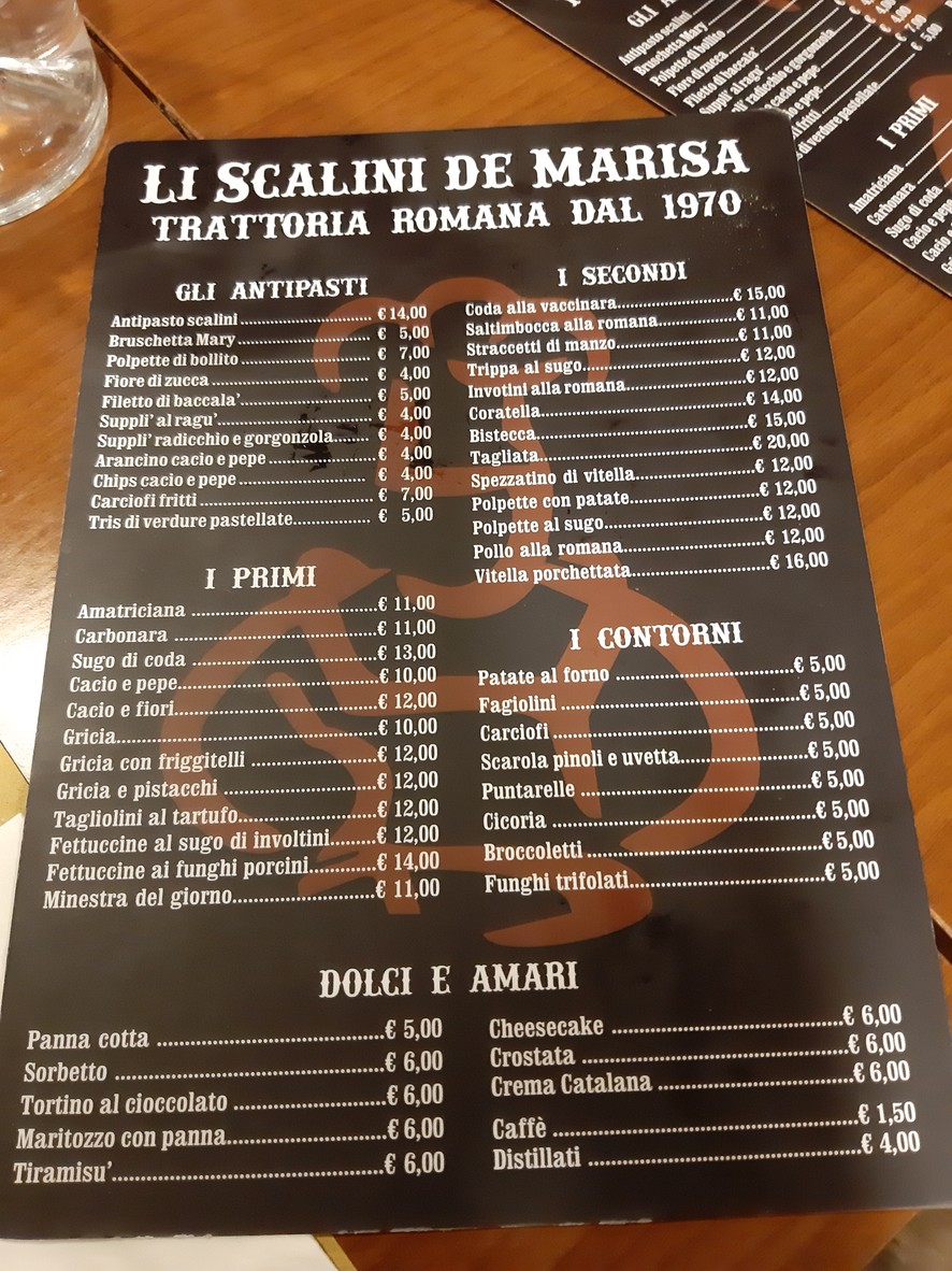 Li Scalini de Marisa menu 1