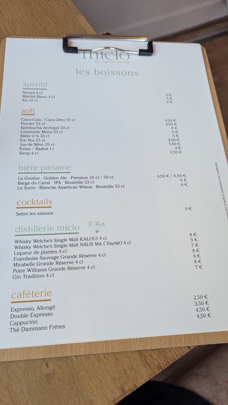 Miclo par Agathe Cuisine menu 2