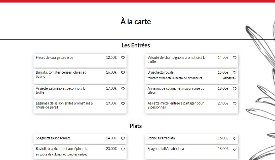 La Capannina menu 1