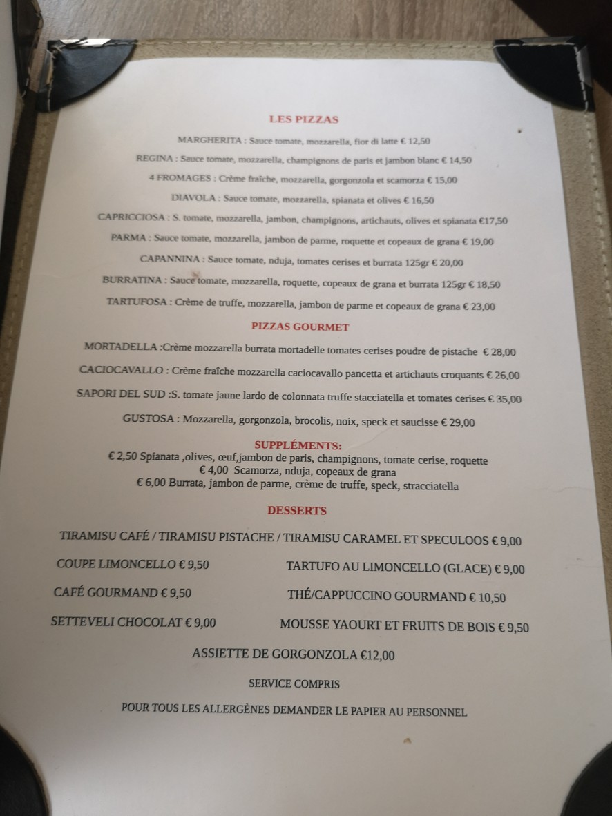 La Capannina menu 3
